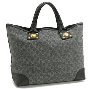 Gucci Sunset Tote Bag GG Canvas Leather Black Gray Interlocking G